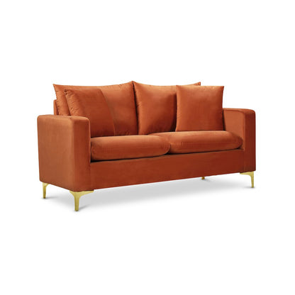 Naomi Cognac Velvet Loveseat