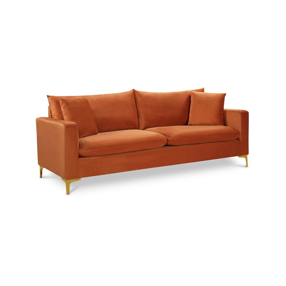 Naomi Cognac Velvet Sofa