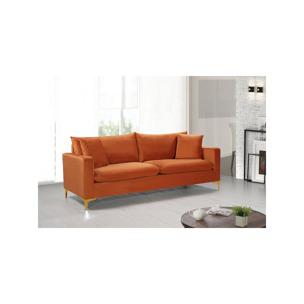 Naomi Cognac Velvet Sofa