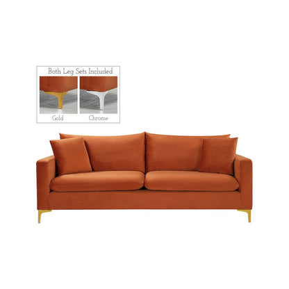Naomi Cognac Velvet Sofa