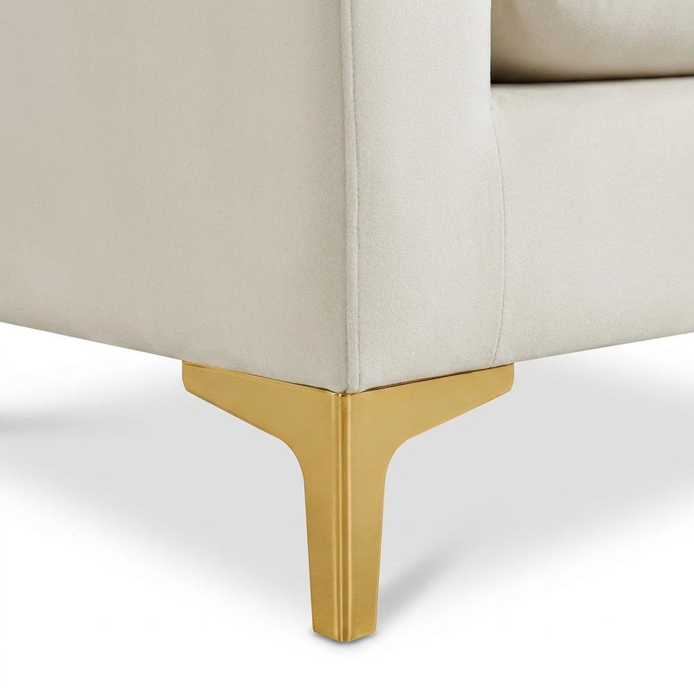 Velvet Accent Chair with Pillow, Comfy Armchair, Cream Velvet
