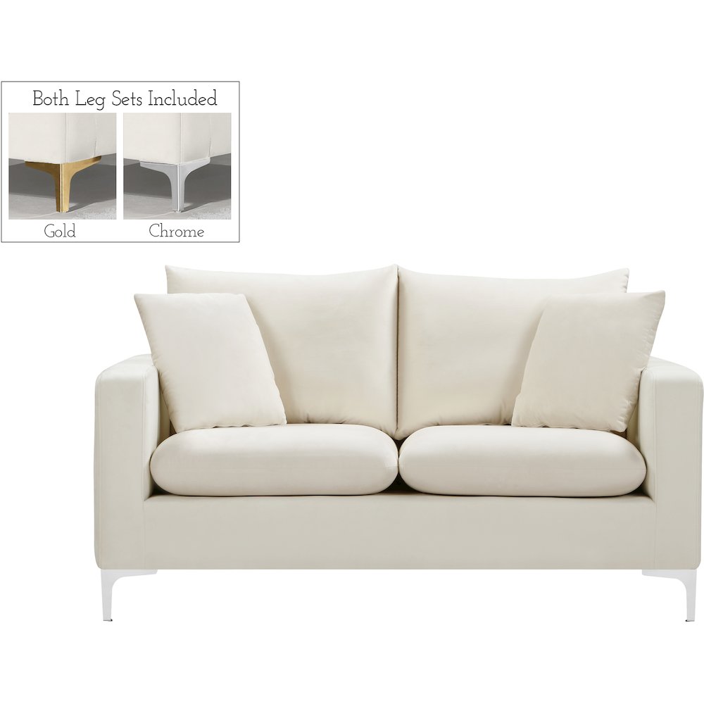 Naomi Cream Velvet Loveseat