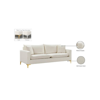 Naomi Cream Velvet Sofa