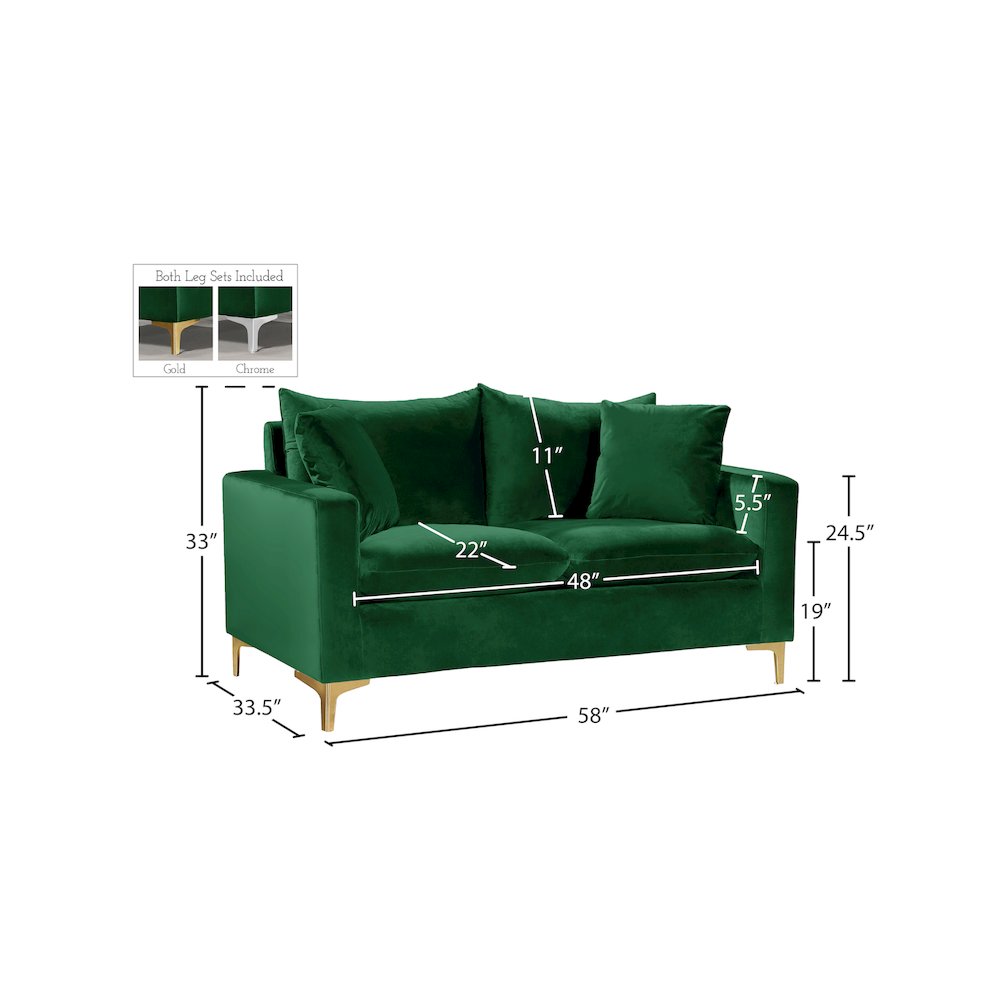 Naomi Green Velvet Loveseat