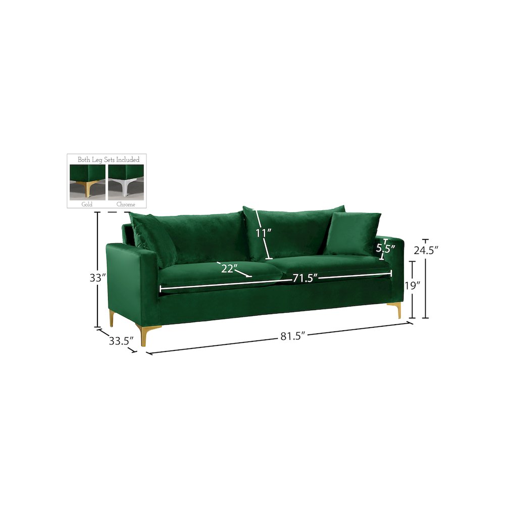 Naomi Green Velvet Sofa