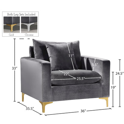 Naomi Grey Velvet Chair