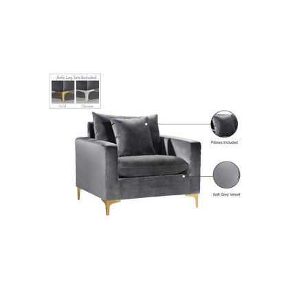 Naomi Grey Velvet Chair