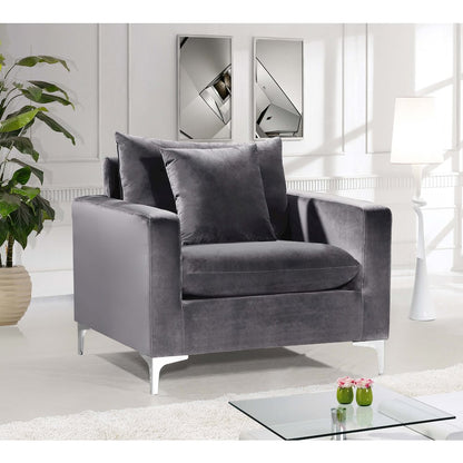 Naomi Grey Velvet Chair