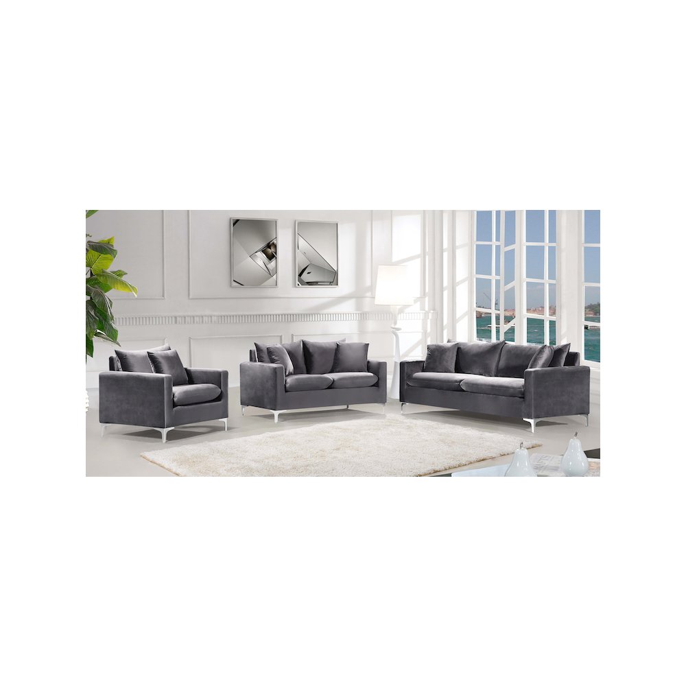 Naomi Grey Velvet Chair
