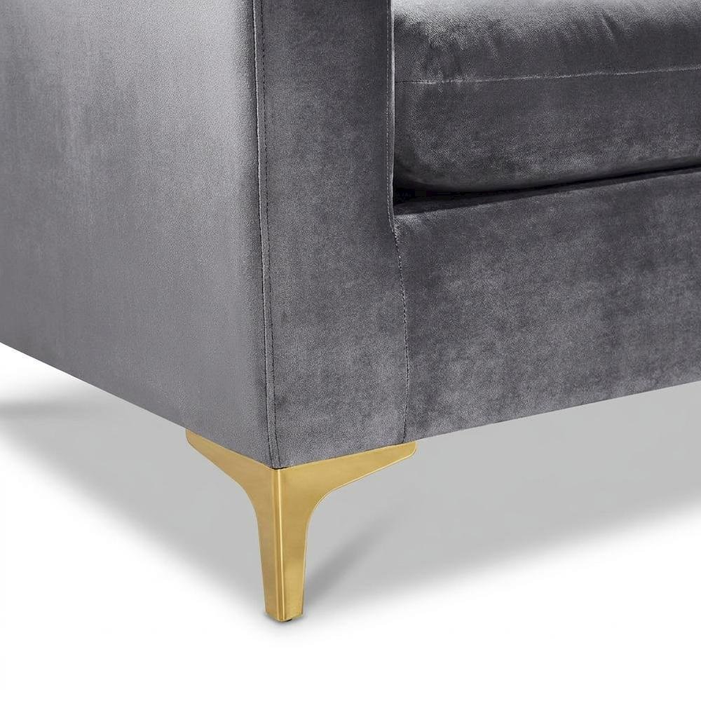 Velvet Accent Chair with Pillow, Comfy Armchair, Grey Velvet