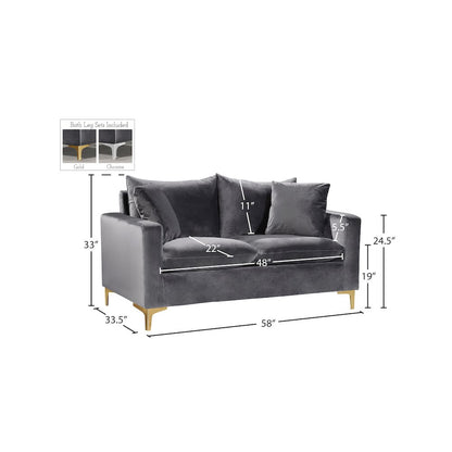 Naomi Grey Velvet Loveseat
