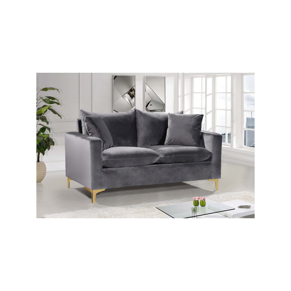 Naomi Grey Velvet Loveseat