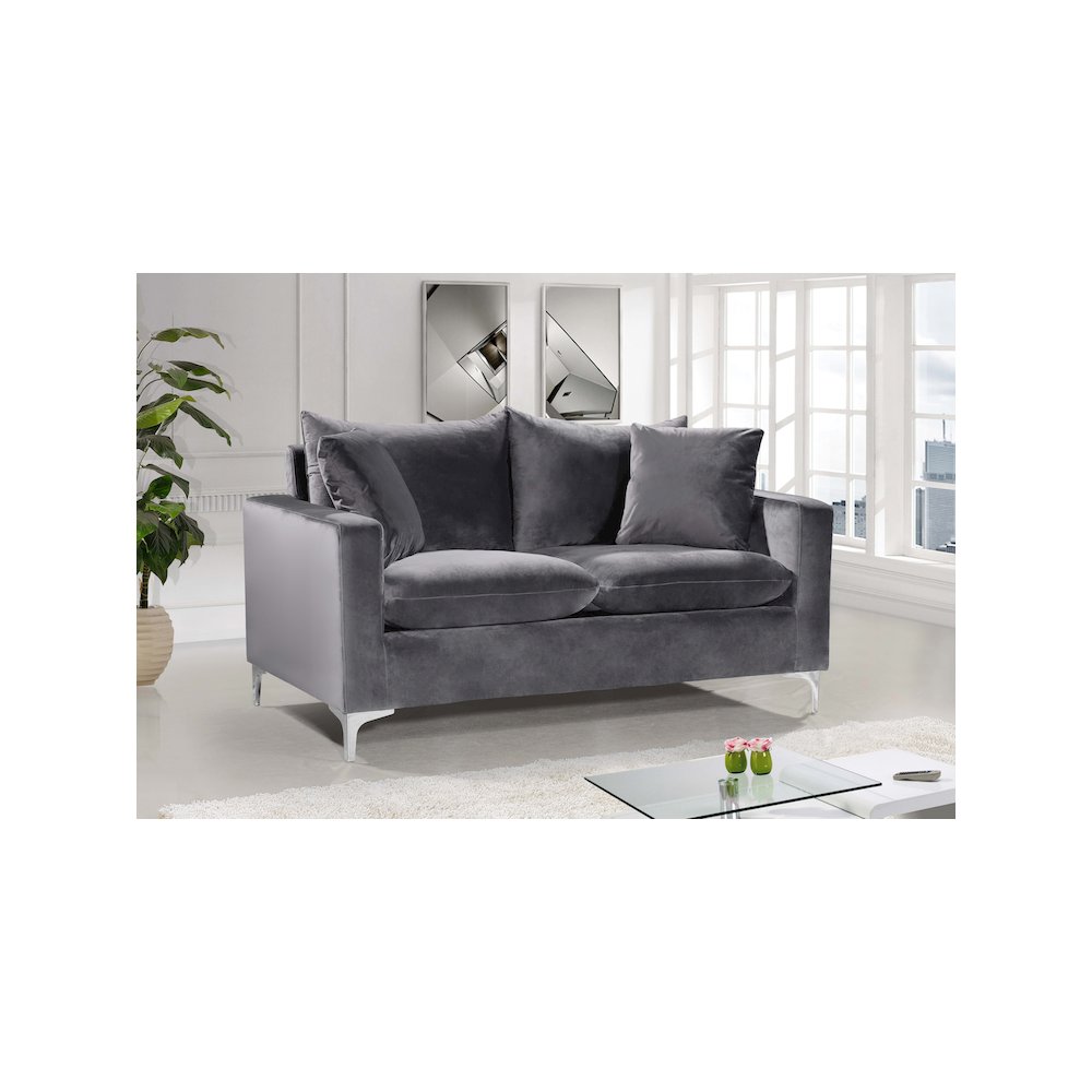Naomi Grey Velvet Loveseat