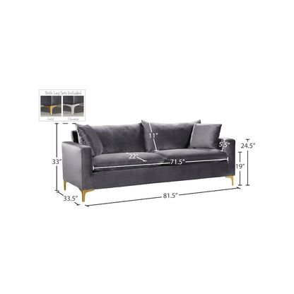 Naomi Grey Velvet Sofa