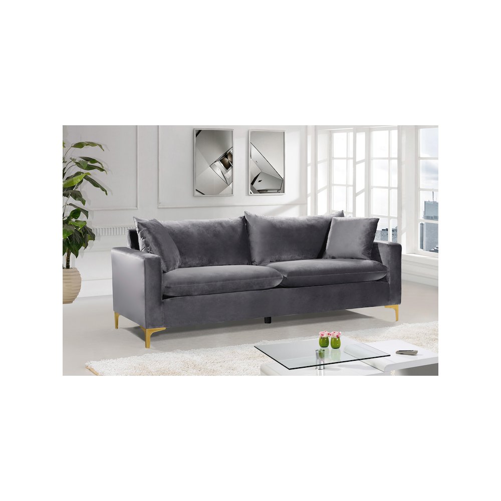 Naomi Grey Velvet Sofa