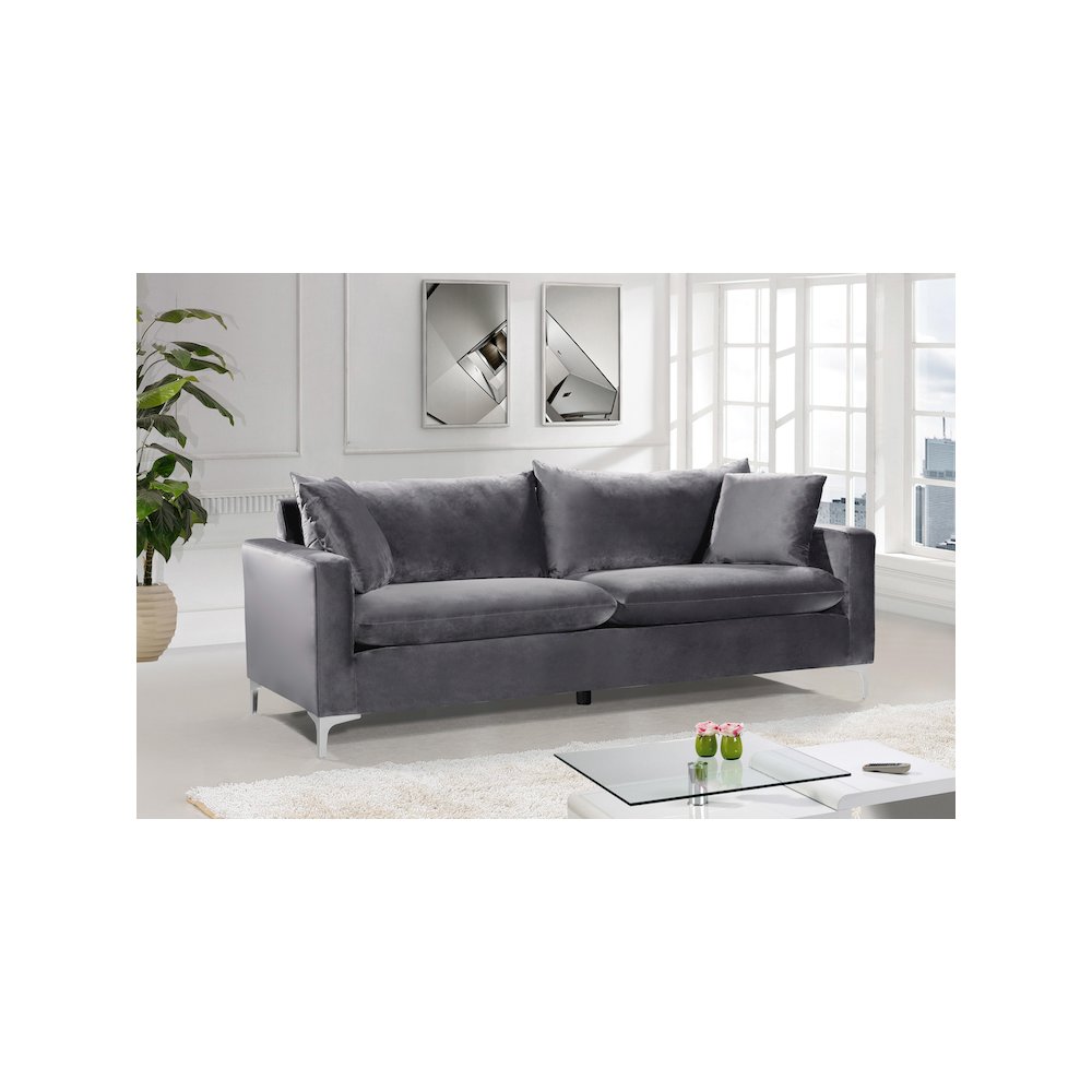 Naomi Grey Velvet Sofa