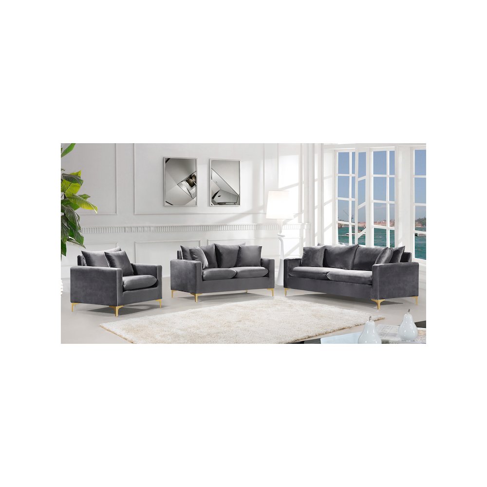 Naomi Grey Velvet Sofa