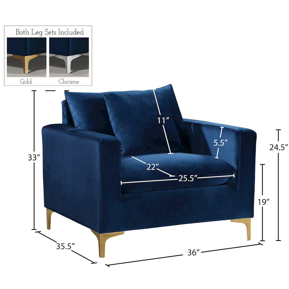 Naomi Navy Velvet Chair