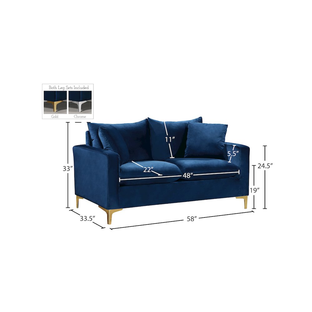Naomi Navy Velvet Loveseat