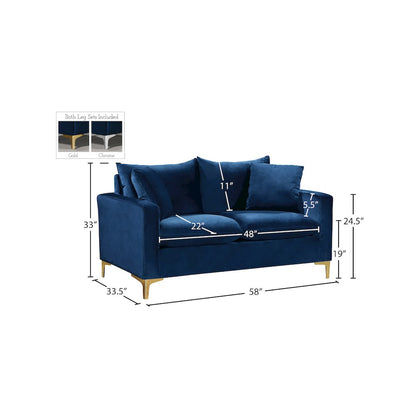 Naomi Navy Velvet Loveseat