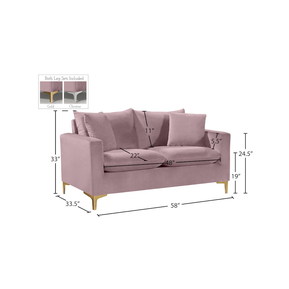 Naomi Pink Velvet Loveseat