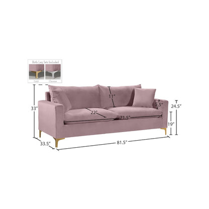 Naomi Pink Velvet Sofa