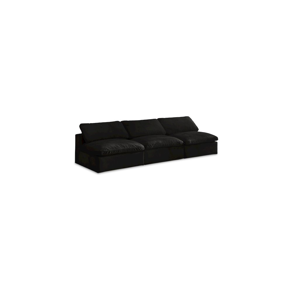 Cozy Black Velvet Comfort Modular Armless Sofa