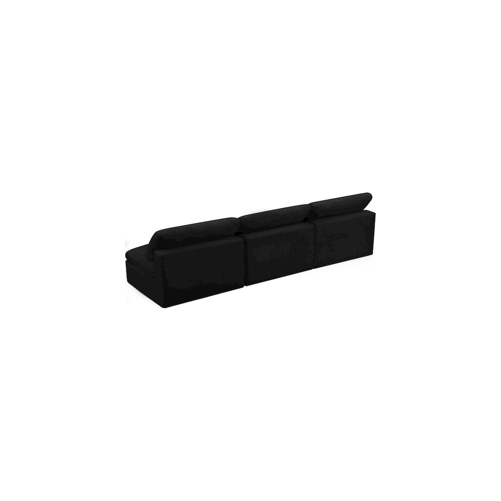 Cozy Black Velvet Comfort Modular Armless Sofa