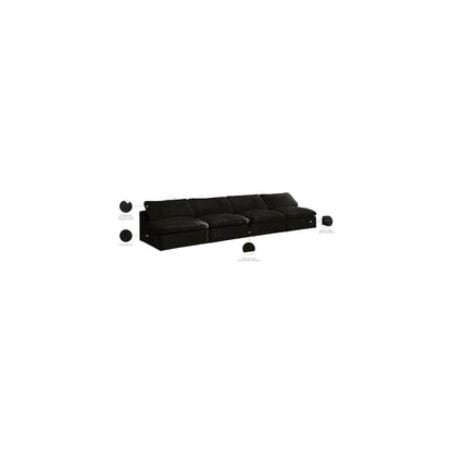 Cozy Black Velvet Comfort Modular Armless Sofa