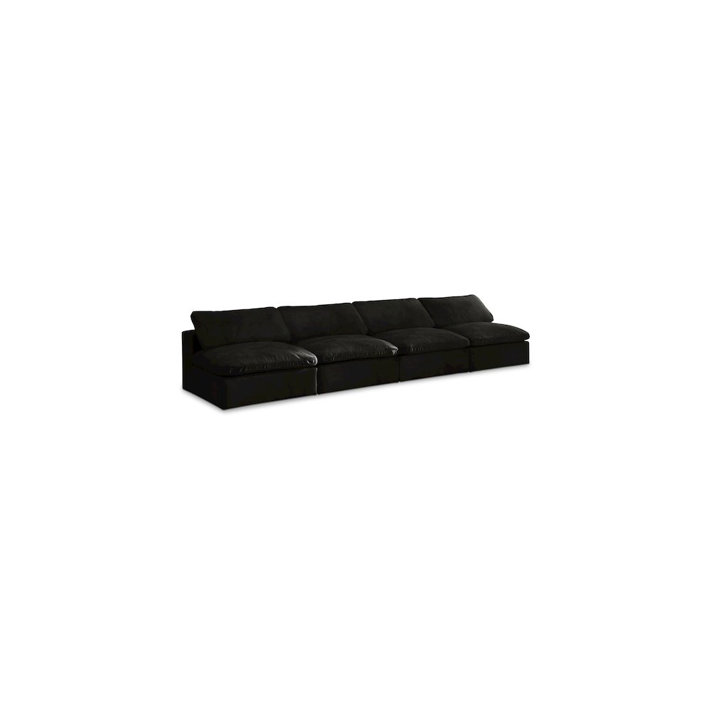 Cozy Black Velvet Comfort Modular Armless Sofa