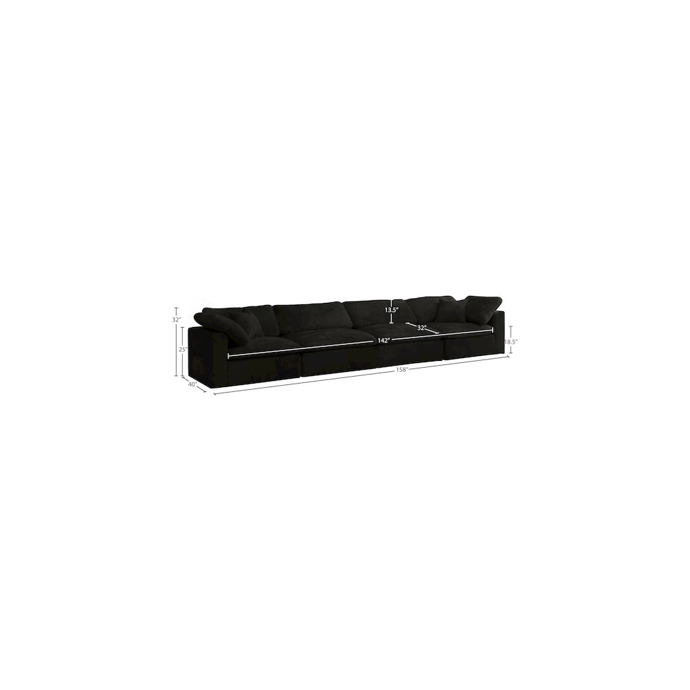 Cozy Black Velvet Comfort Modular Sofa