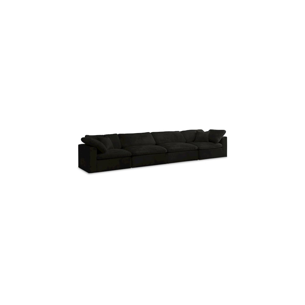 Cozy Black Velvet Comfort Modular Sofa