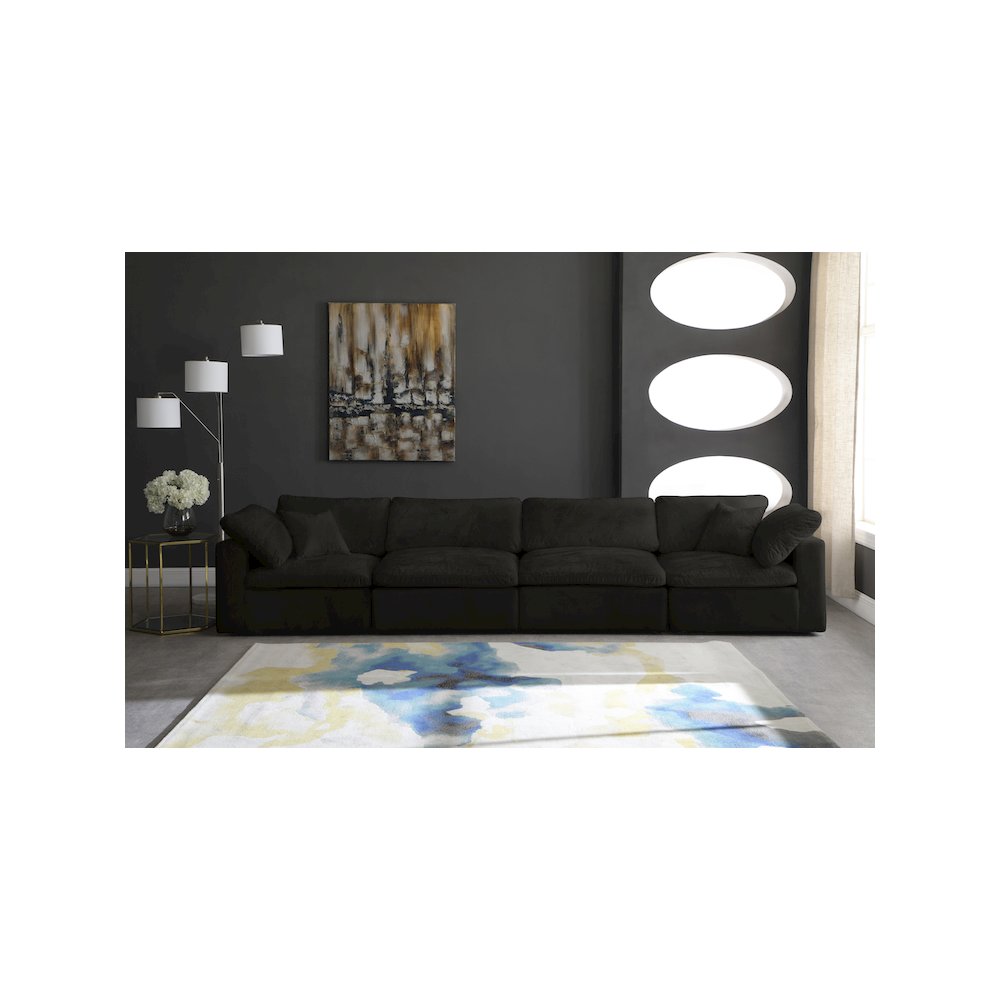 Cozy Black Velvet Comfort Modular Sofa
