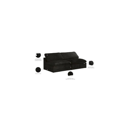 Cozy Black Velvet Comfort Modular Armless Sofa