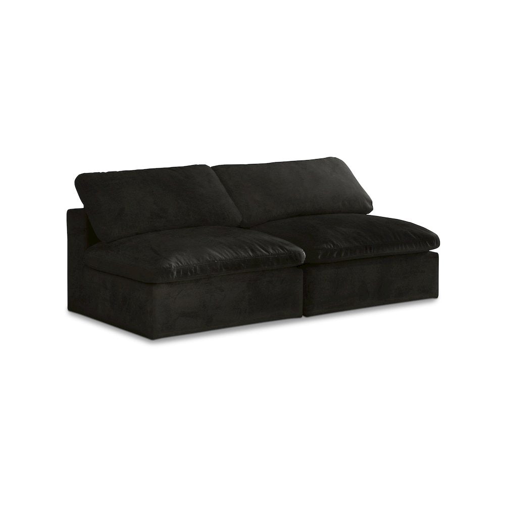 Cozy Black Velvet Comfort Modular Armless Sofa