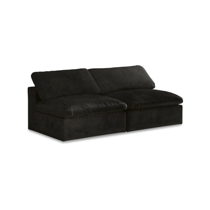 Cozy Black Velvet Comfort Modular Armless Sofa