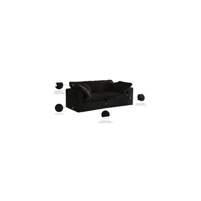 Cozy Black Velvet Comfort Modular Sofa