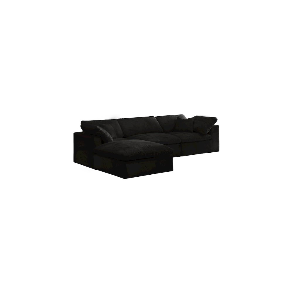 Cozy Black Velvet Comfort Modular Sectional