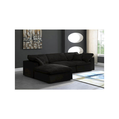 Cozy Black Velvet Comfort Modular Sectional