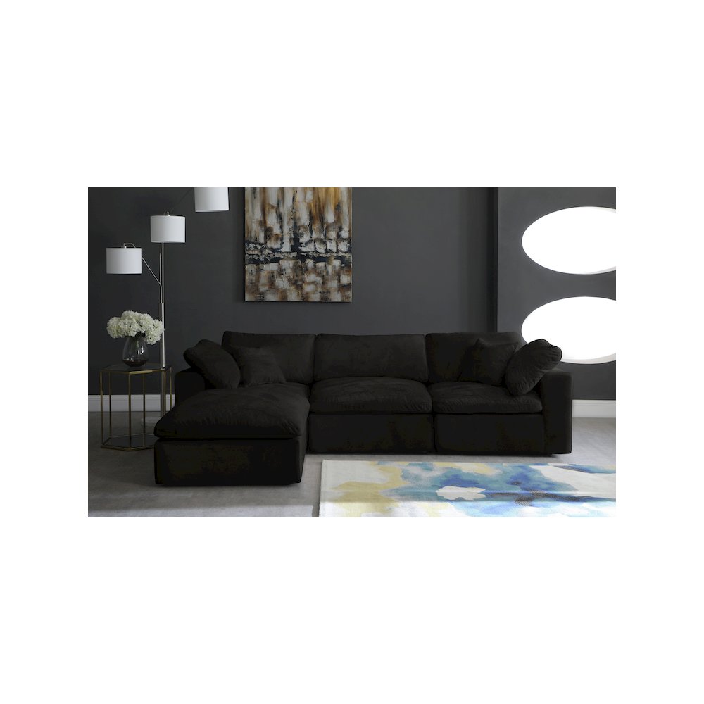 Cozy Black Velvet Comfort Modular Sectional