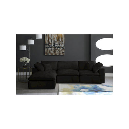 Cozy Black Velvet Comfort Modular Sectional