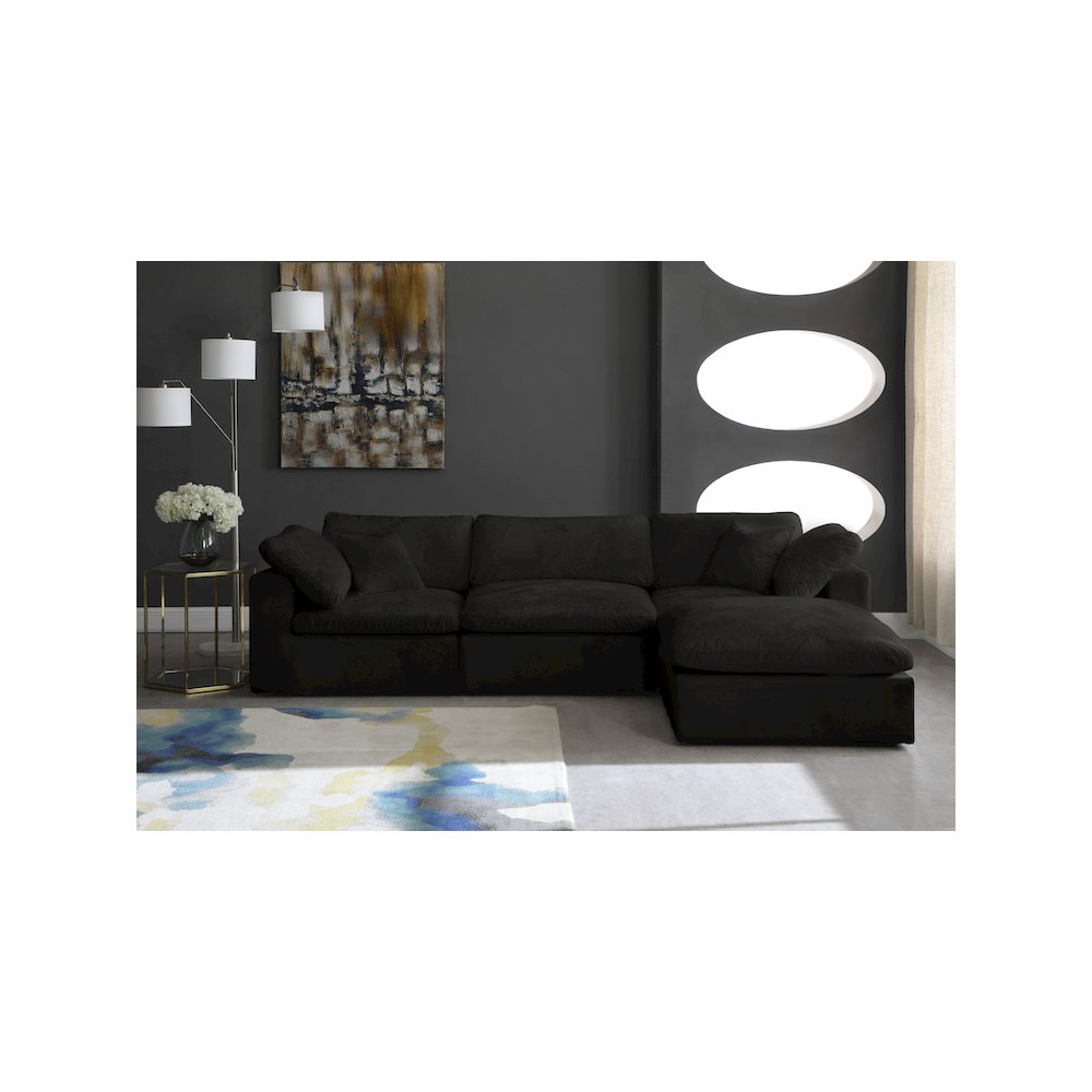Cozy Black Velvet Comfort Modular Sectional