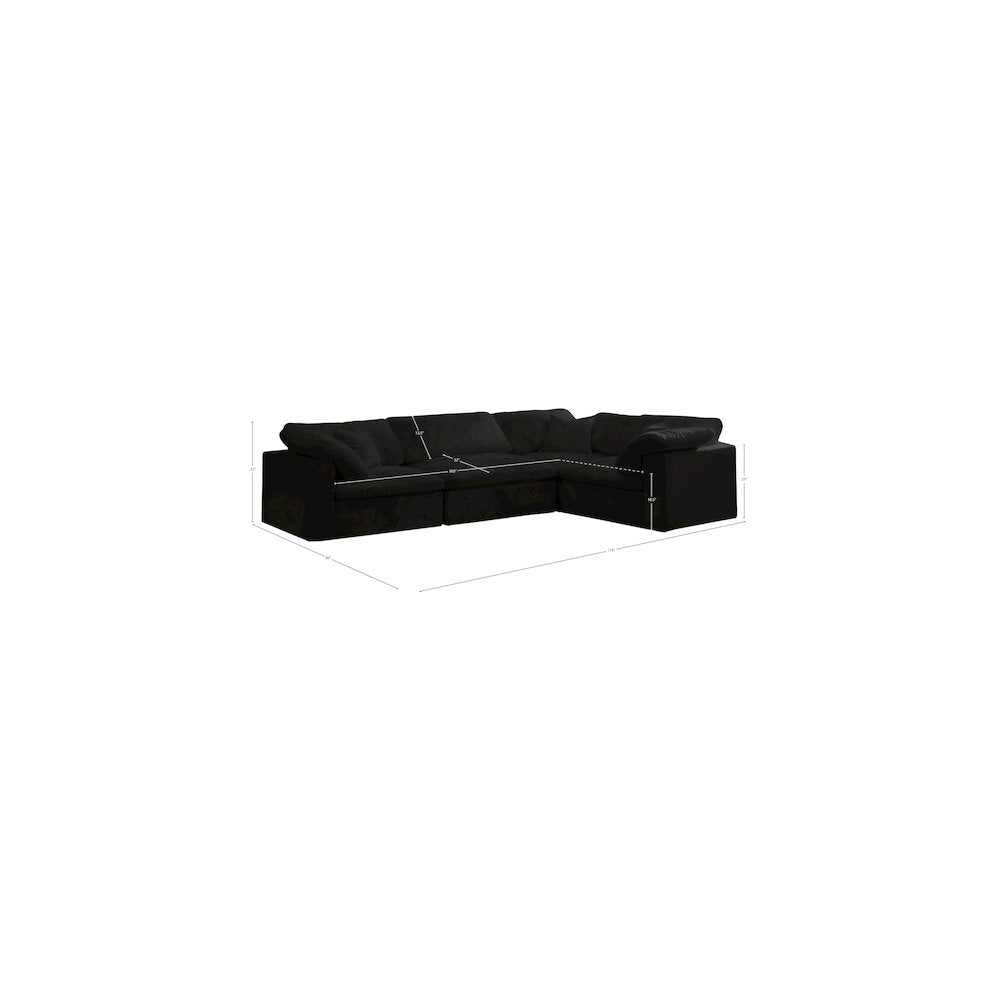 Cozy Black Velvet Modular Sectional