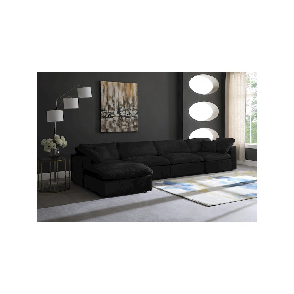 Cozy Black Velvet Comfort Modular Sectional