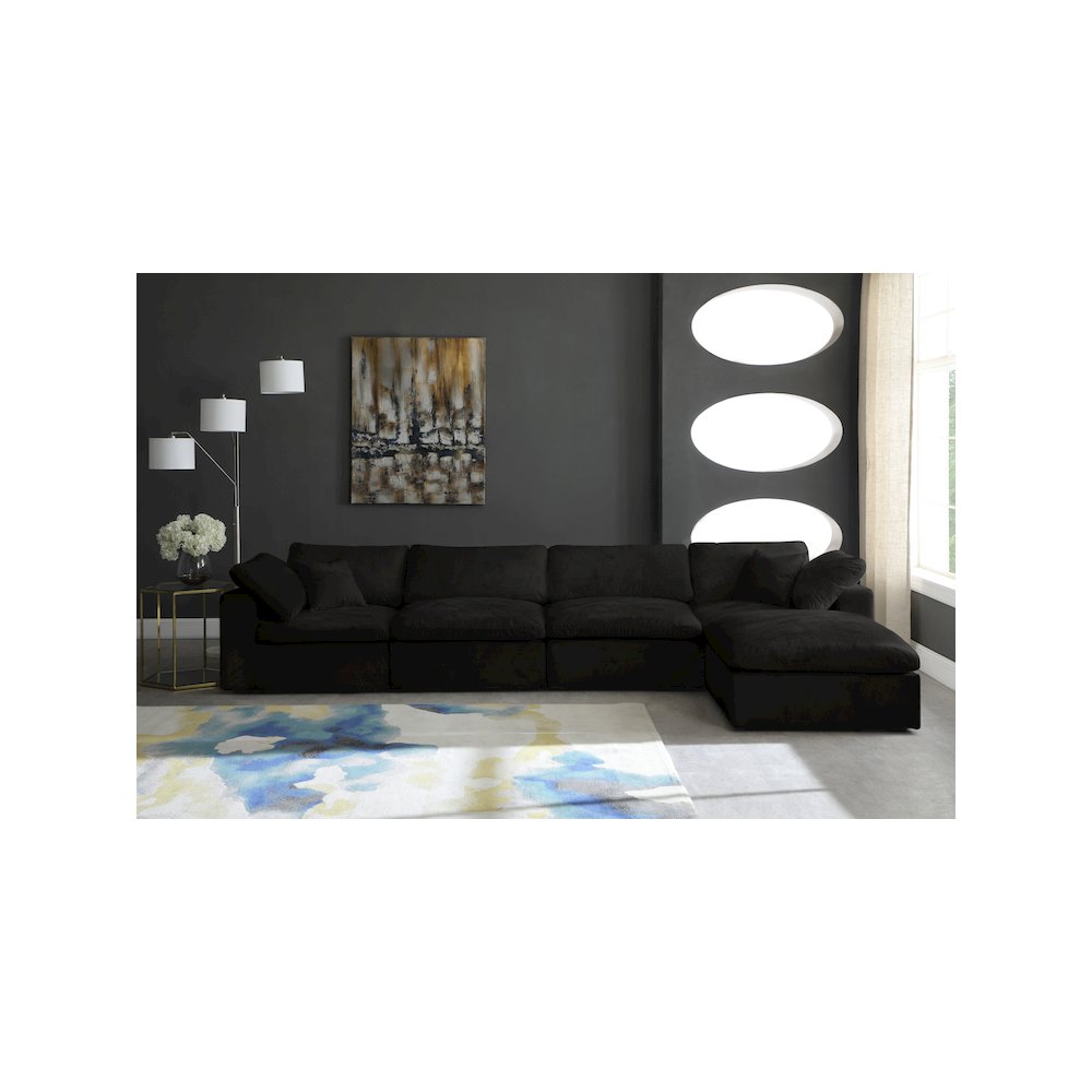 Cozy Black Velvet Comfort Modular Sectional