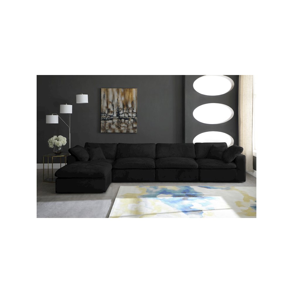 Cozy Black Velvet Comfort Modular Sectional