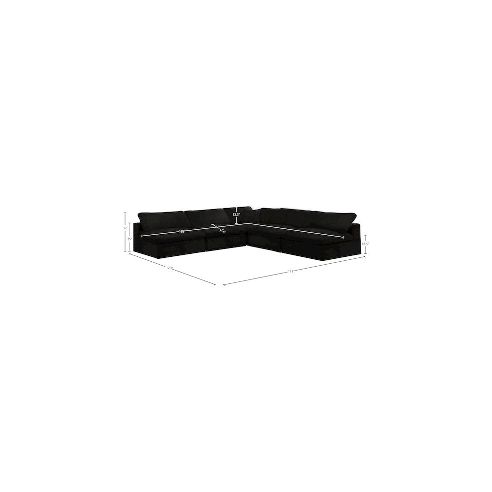 Cozy Black Velvet Comfort Modular Sectional