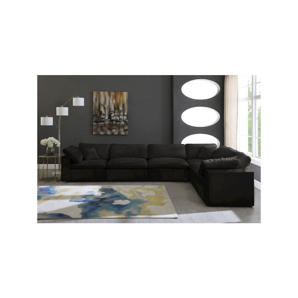 Cozy Black Velvet Comfort Modular Sectional