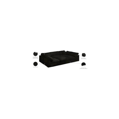 Cozy Black Velvet Comfort Modular Sectional