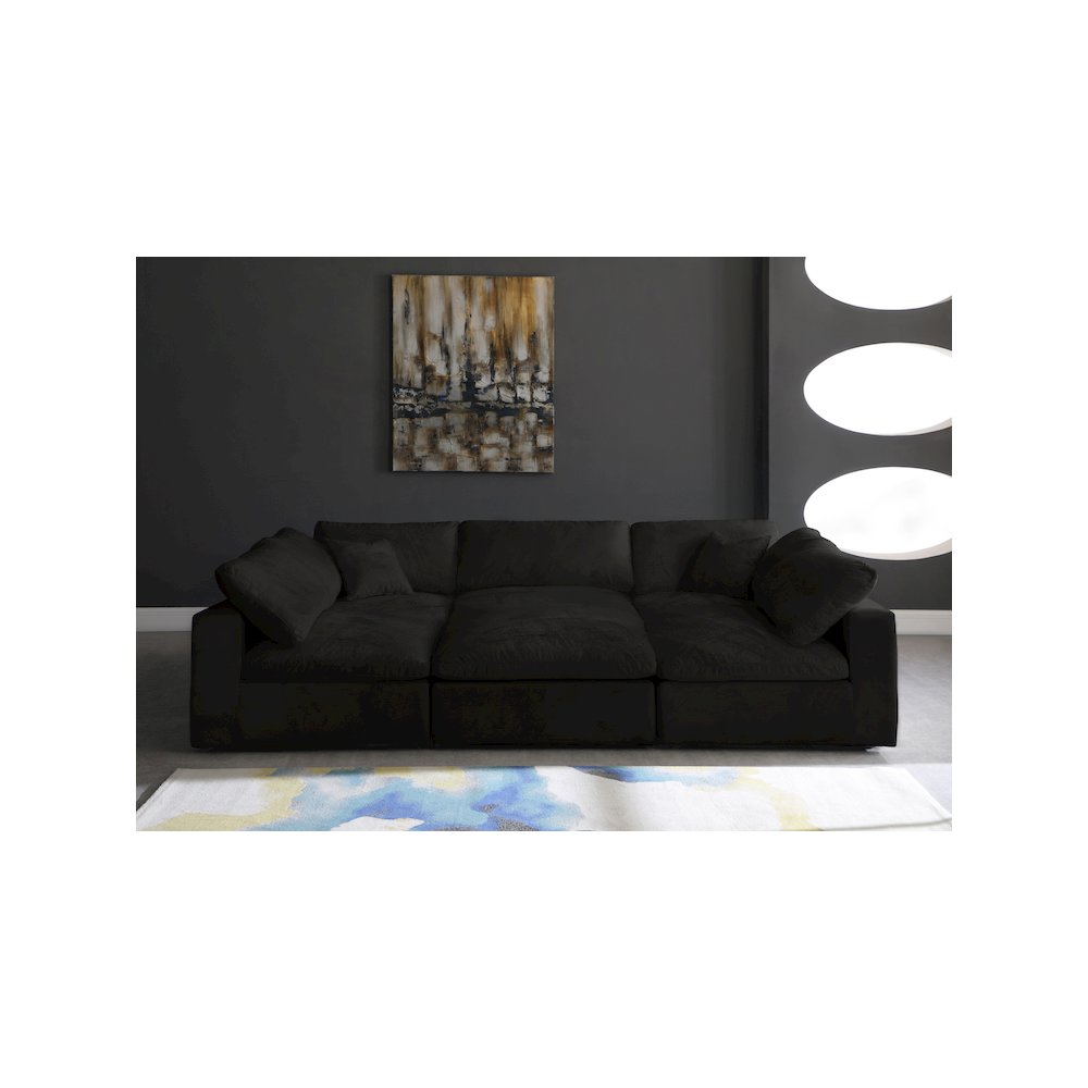 Cozy Black Velvet Comfort Modular Sectional